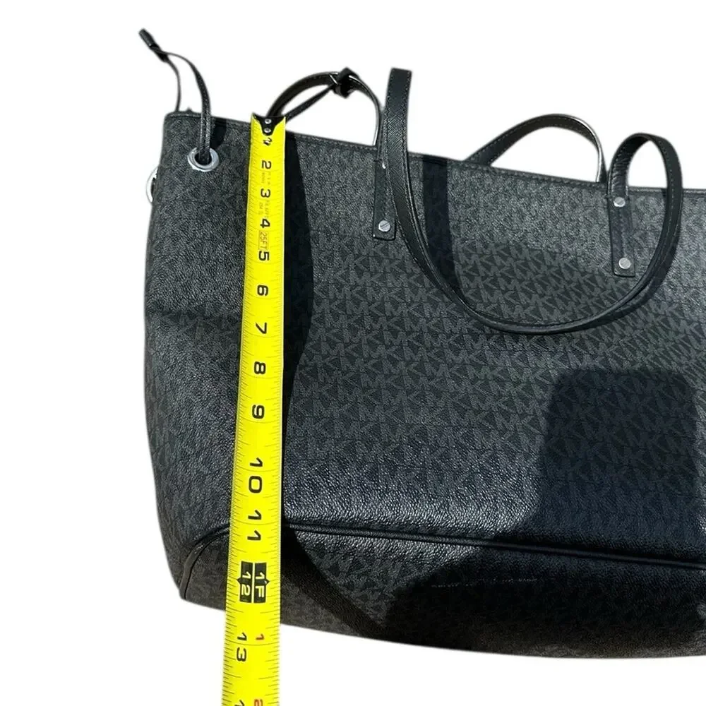 Michael Kors Black MK Logo Jet Set Travel Tote - Picture 11 of 12